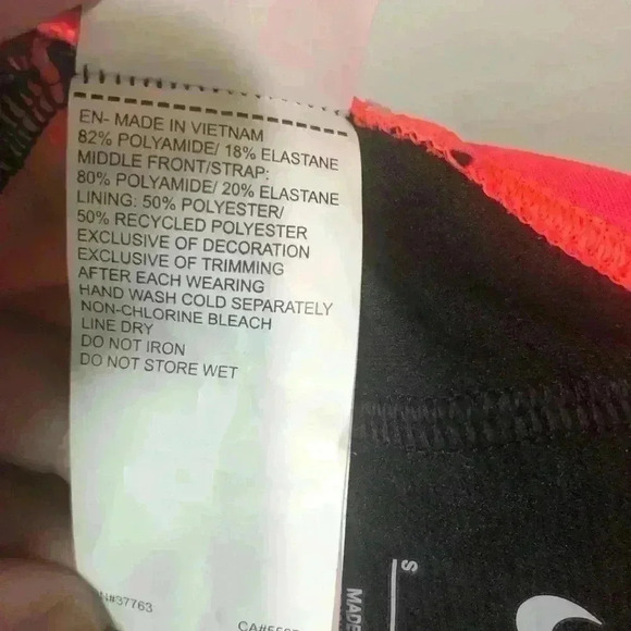 Nike Women Swim Tankini Top Coral Black Peach Removable Pads Size Small NWT - Picture 9 of 13